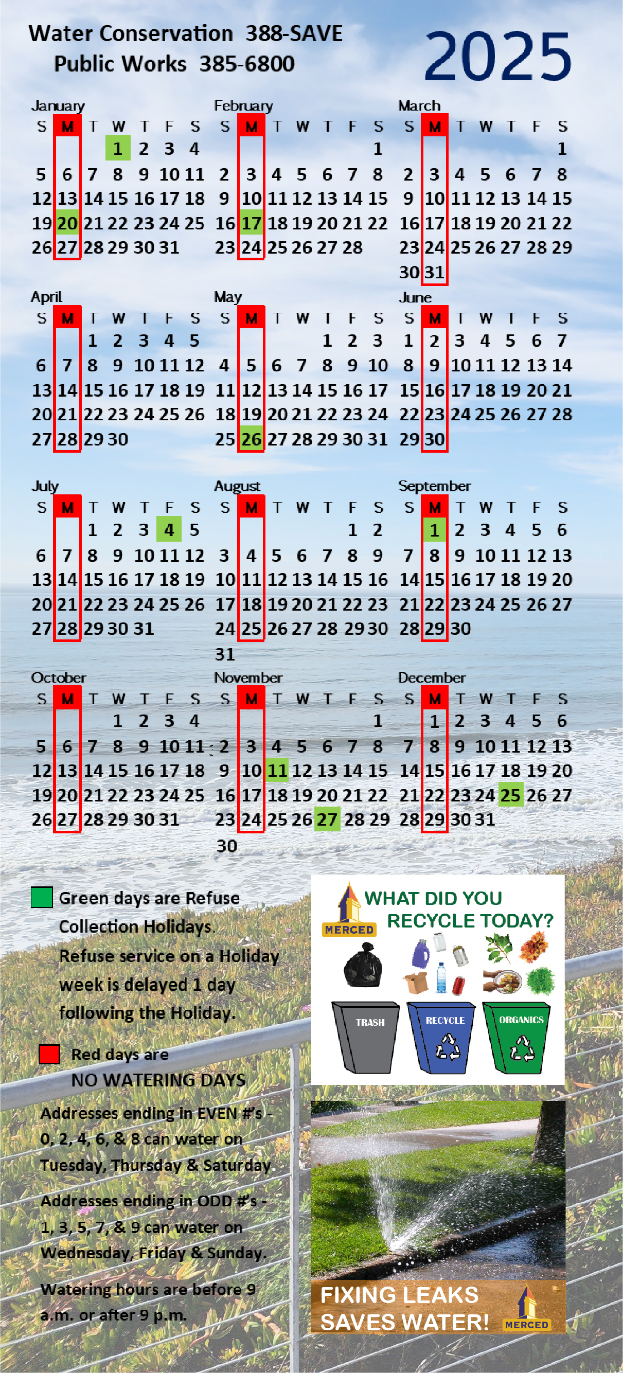 2025 Refuse Holiday Calendar